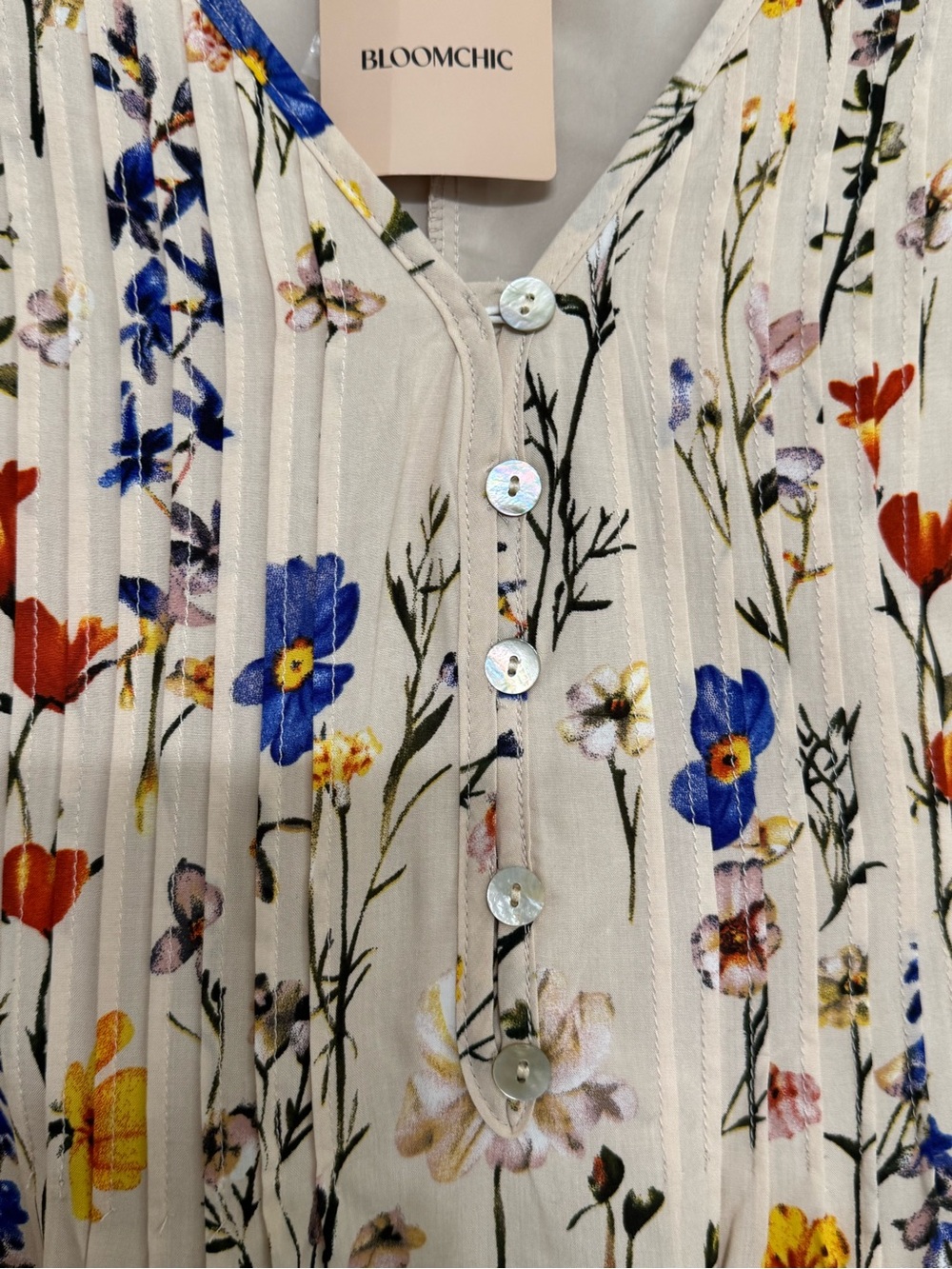 BloomChic Pretty Floral Cream Puff Sleeve pull Over Dress 12 - Picture 4 of 12